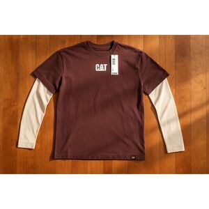 BNWT Urban Outfitters Men's CAT Classic Logo Plum Double Layer Thermal Tee